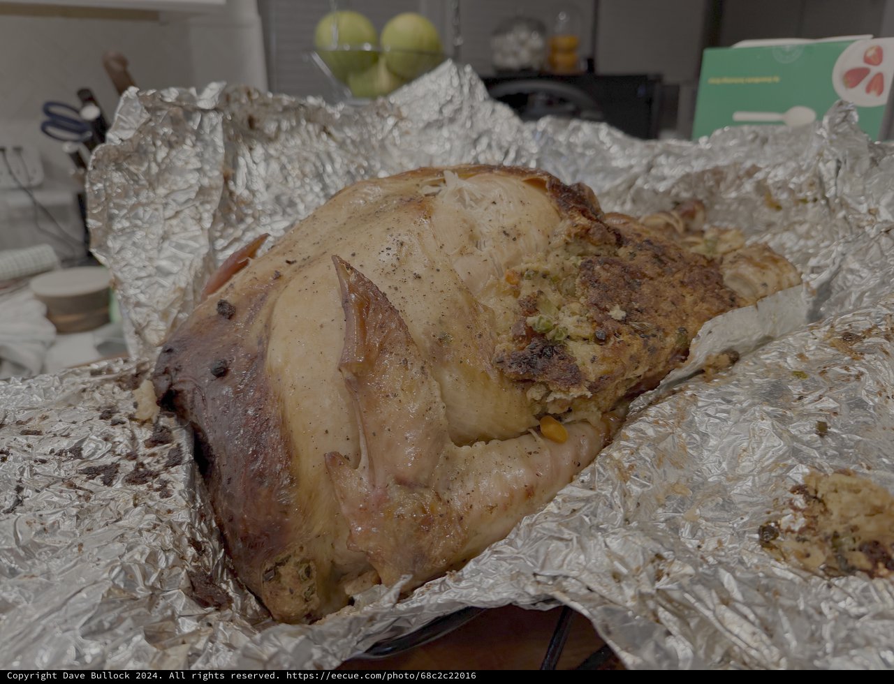 Roasted Turkey Resting in Aluminum Foil