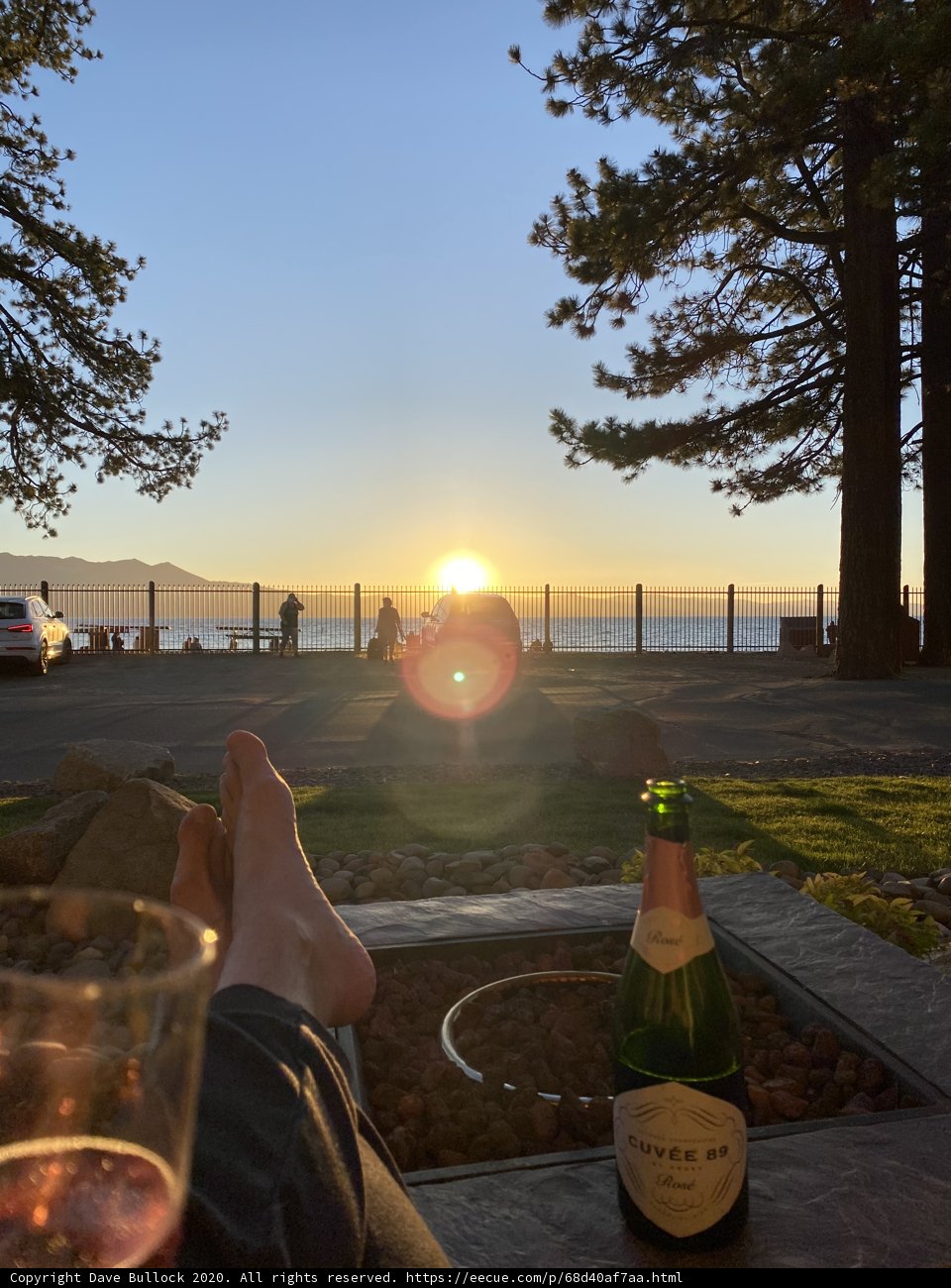 Sunset Sips on a Bench
