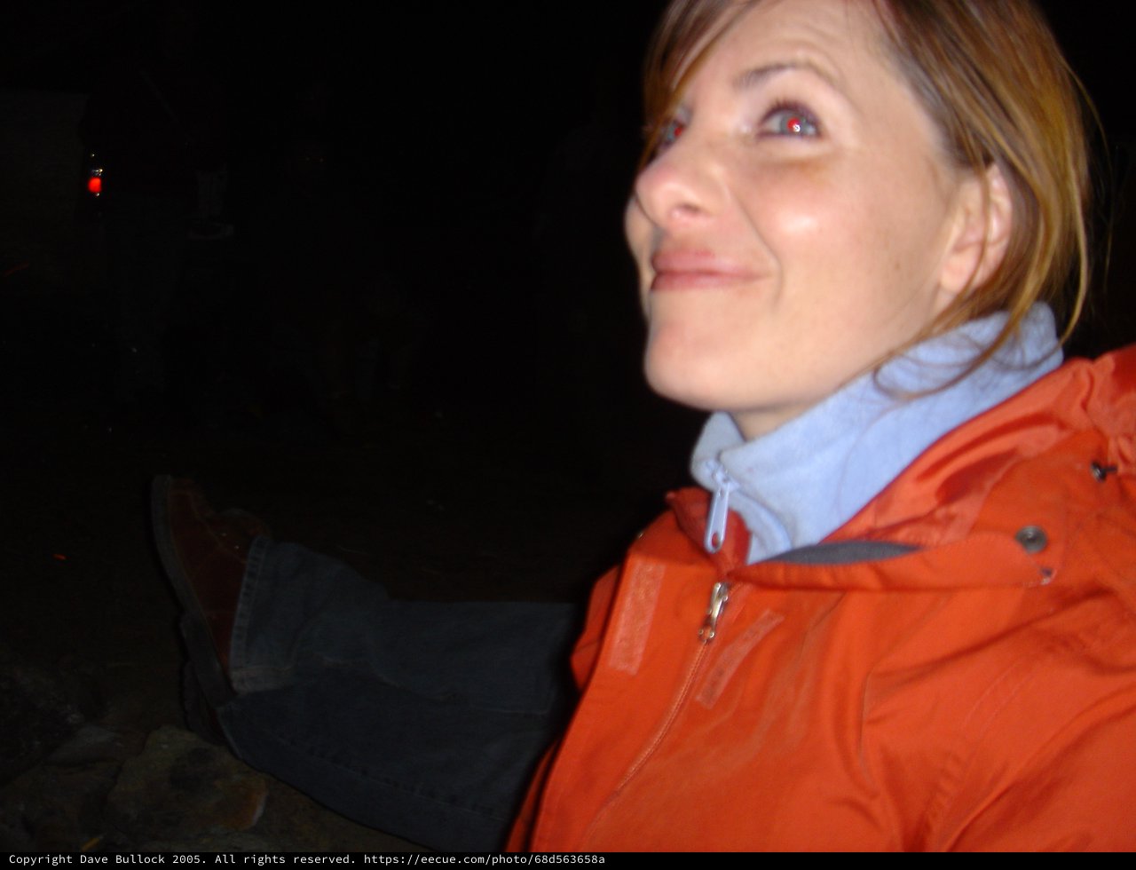 Woman Gazing Upward on a Dark Winter Night