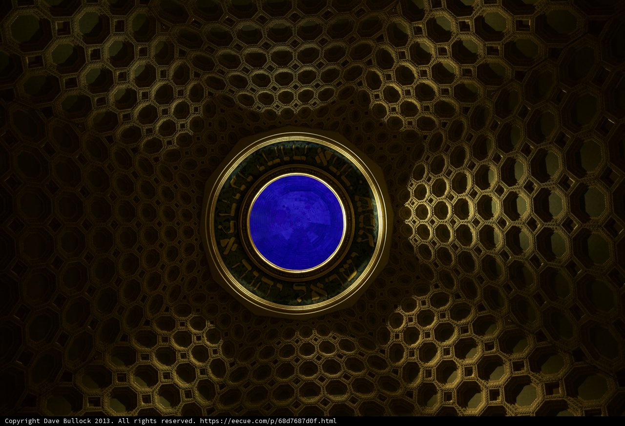 Blue Gemstone in Golden Fractal Dome