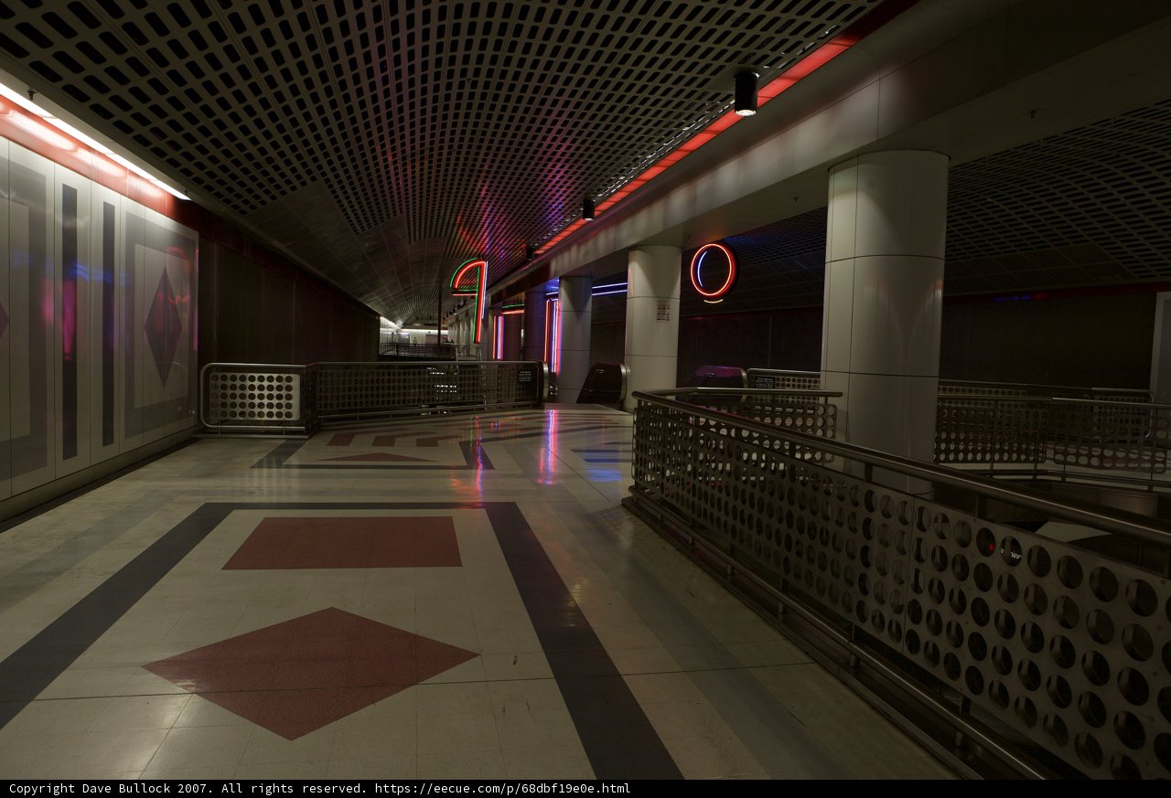 Illuminated Corridor at the Train Station