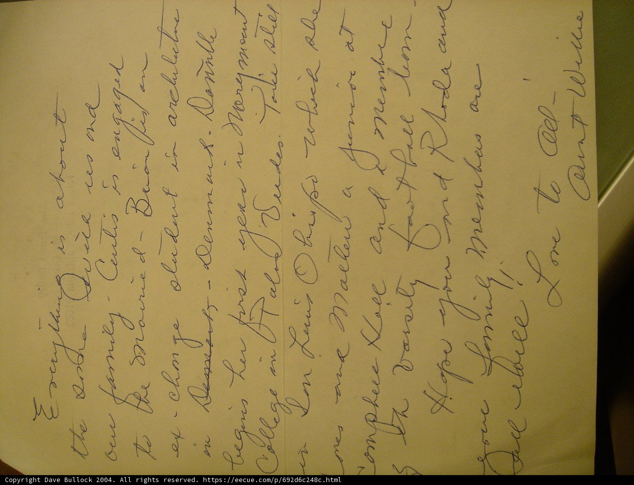 A Handwritten Letter from 2004