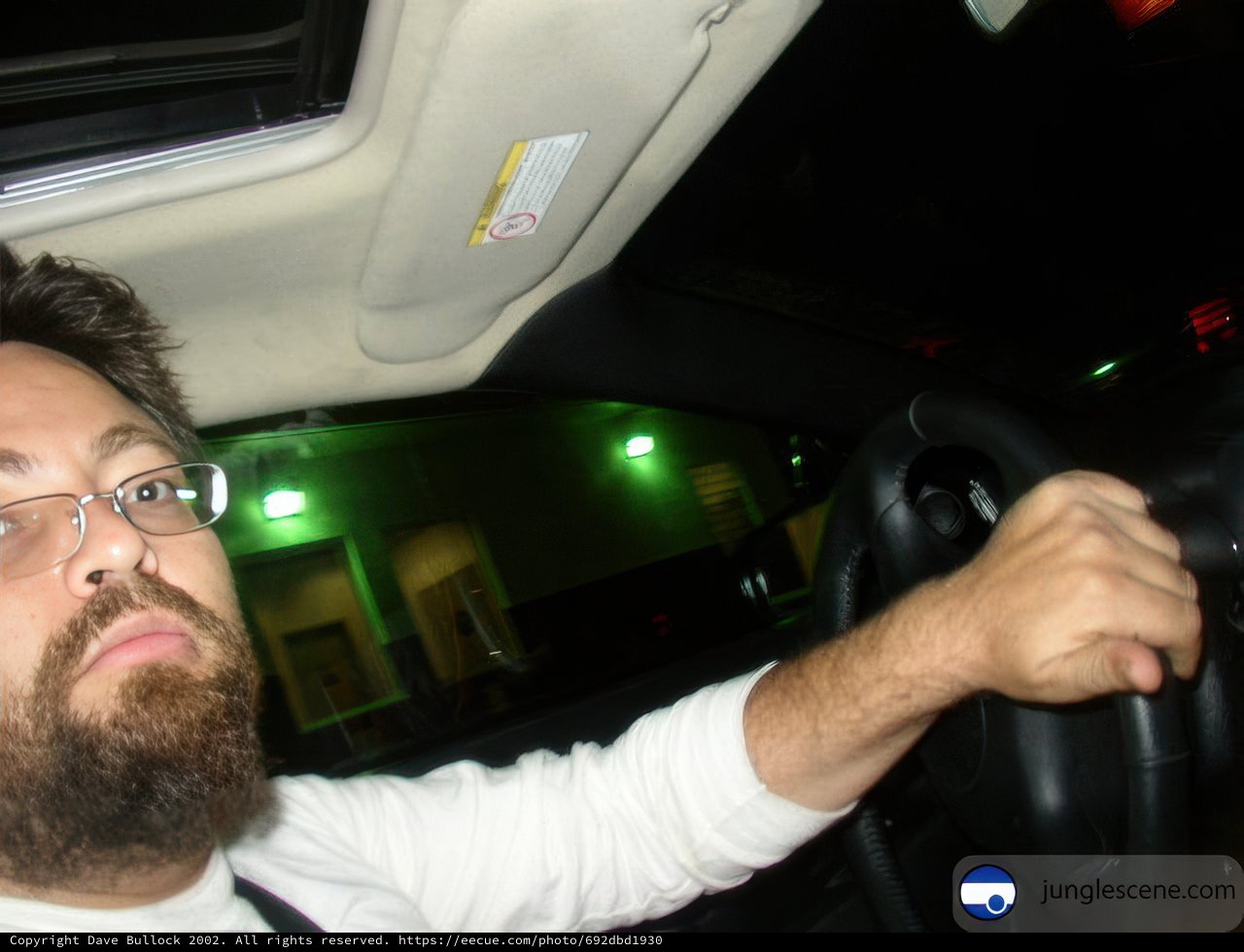 Bearded Man in Glasses Behind the Wheel