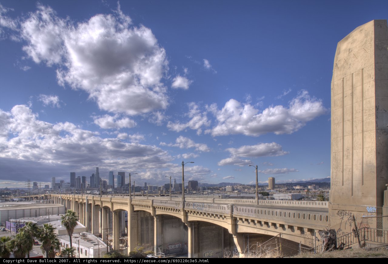 Metropolis Sunset: A View of Los Angeles Skyline from 6th St Bridge