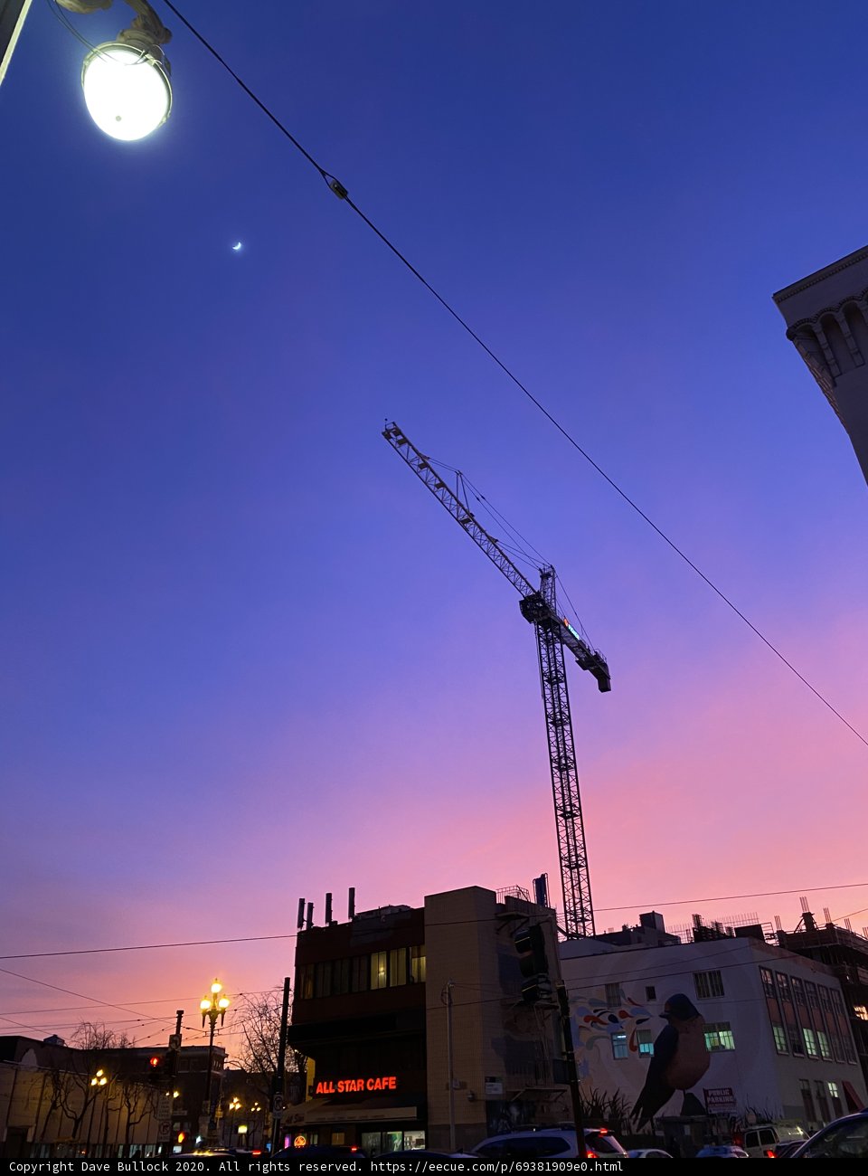 Crane at Dusk in San Francisco
