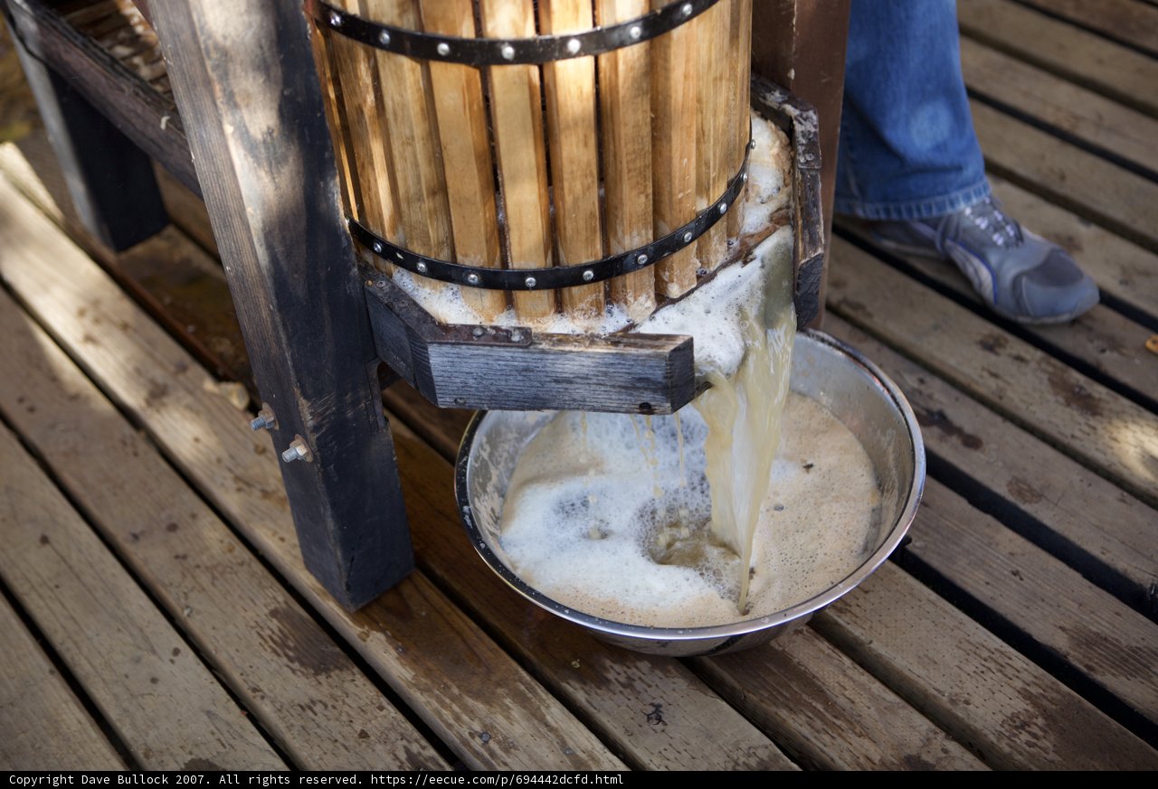 Pouring Milk into Wooden Bucket