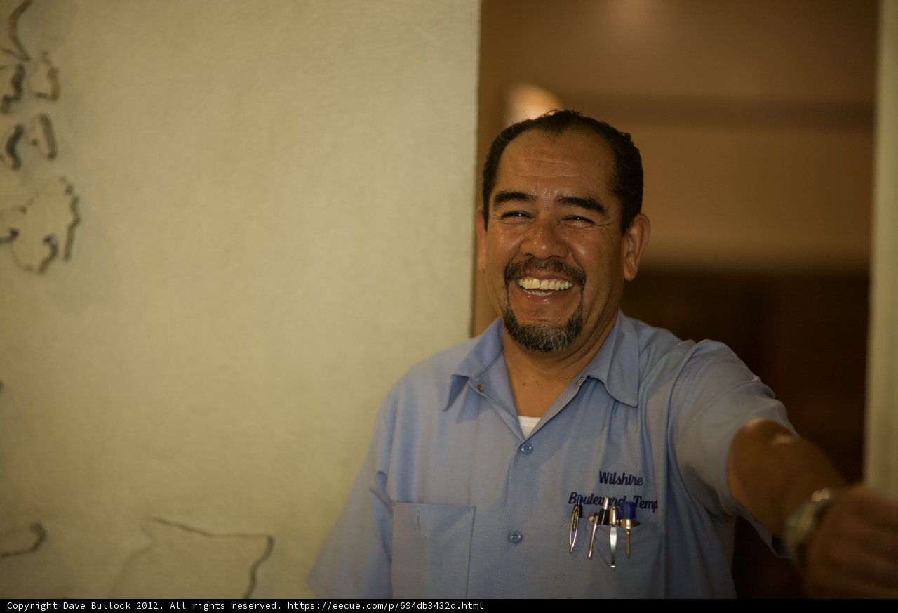 Happy Man in Blue Shirt