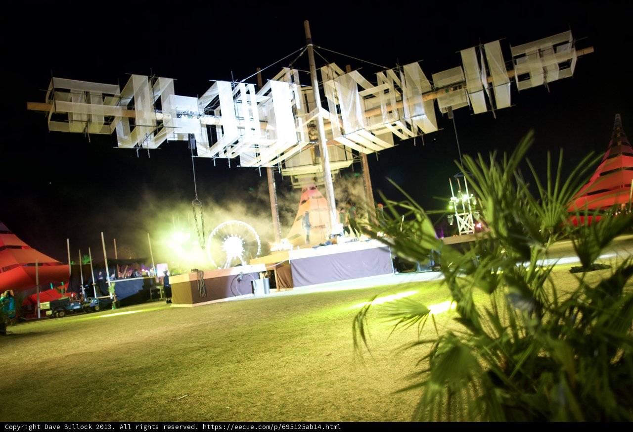 White Sculpture in a Field at Night
