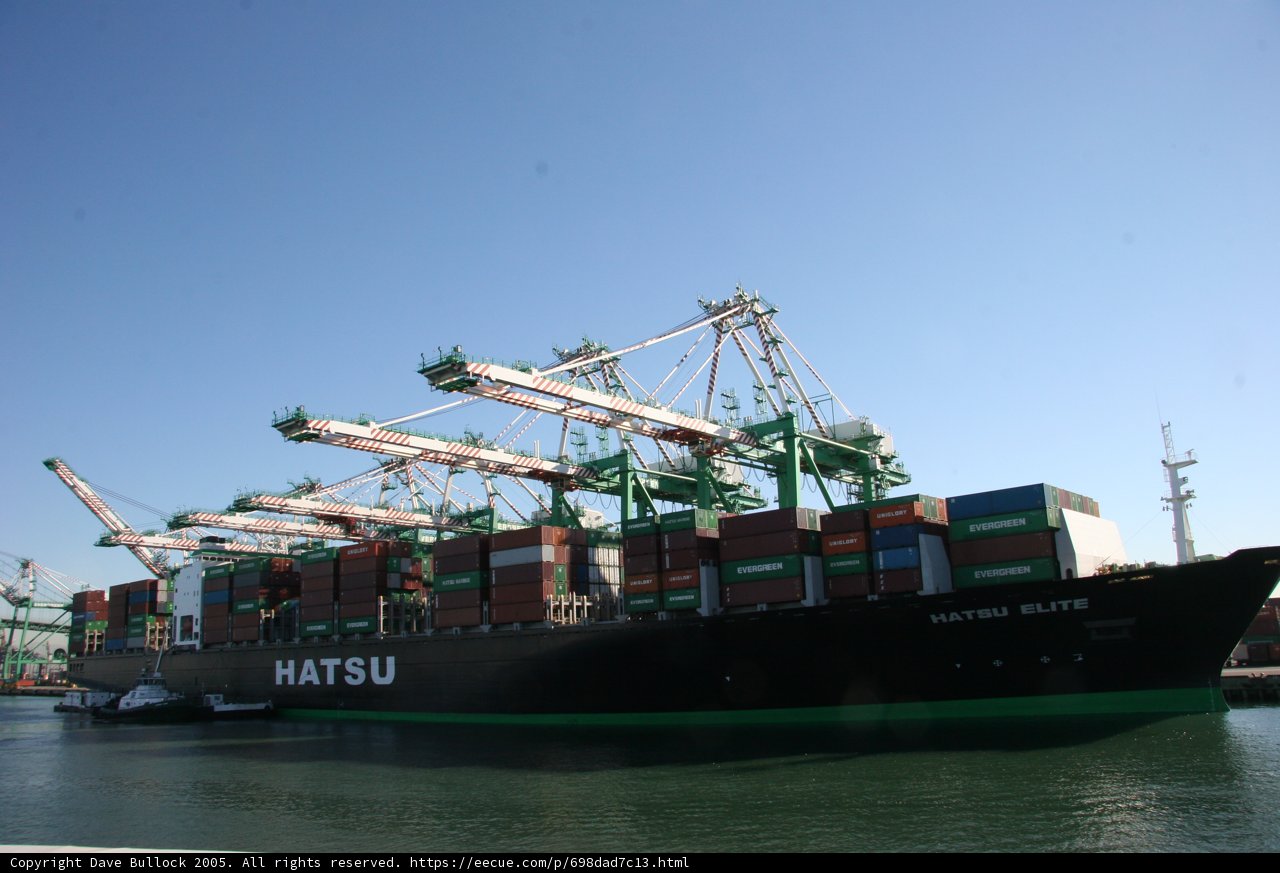 Massive Container Ship Docks at the Busy Port