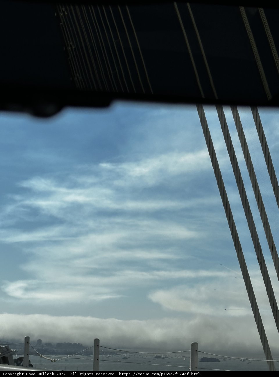 Cloudy San Francisco Bay View from Inside a Car