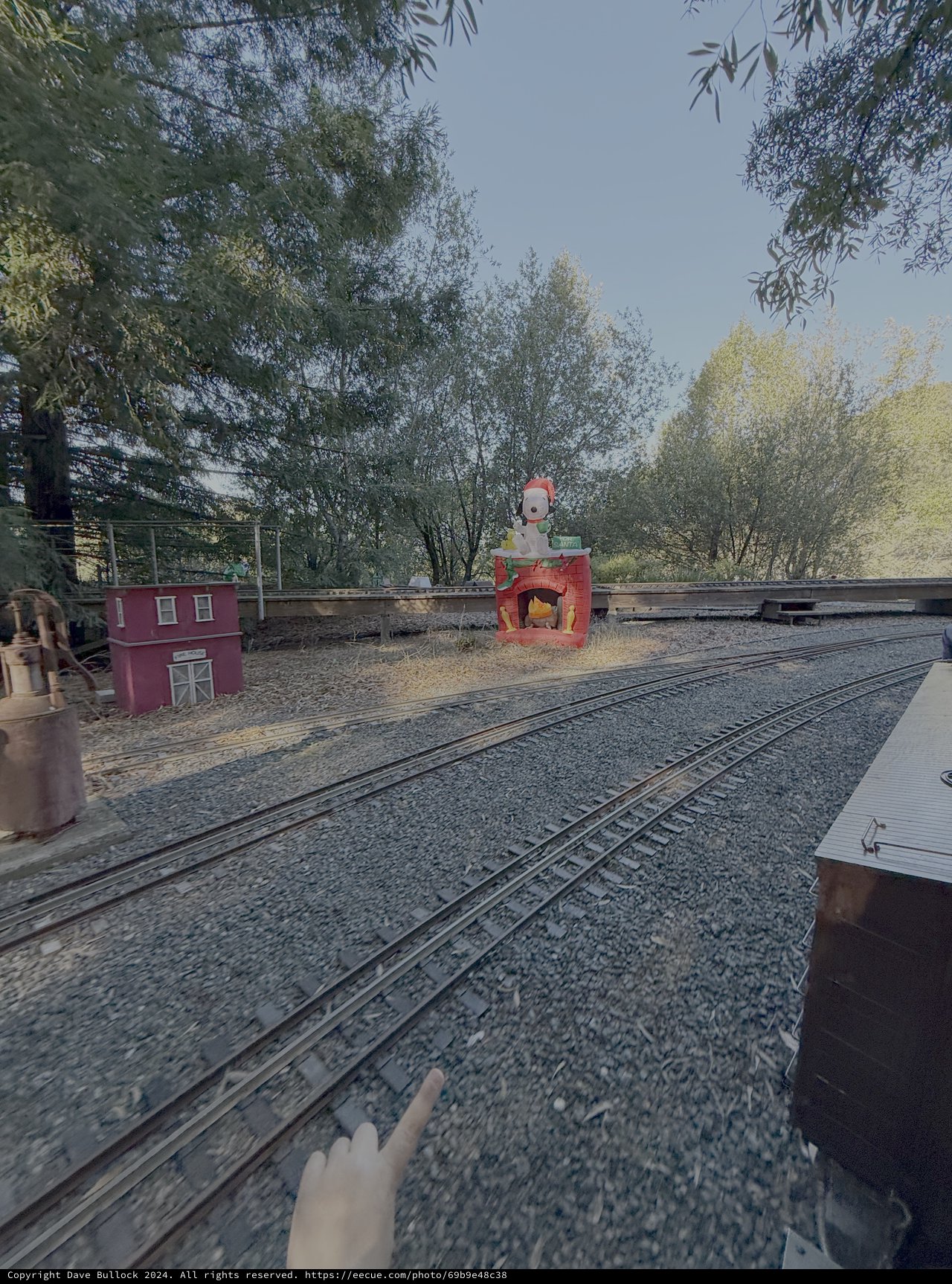 Model Railroad Scene with Snoopy Display