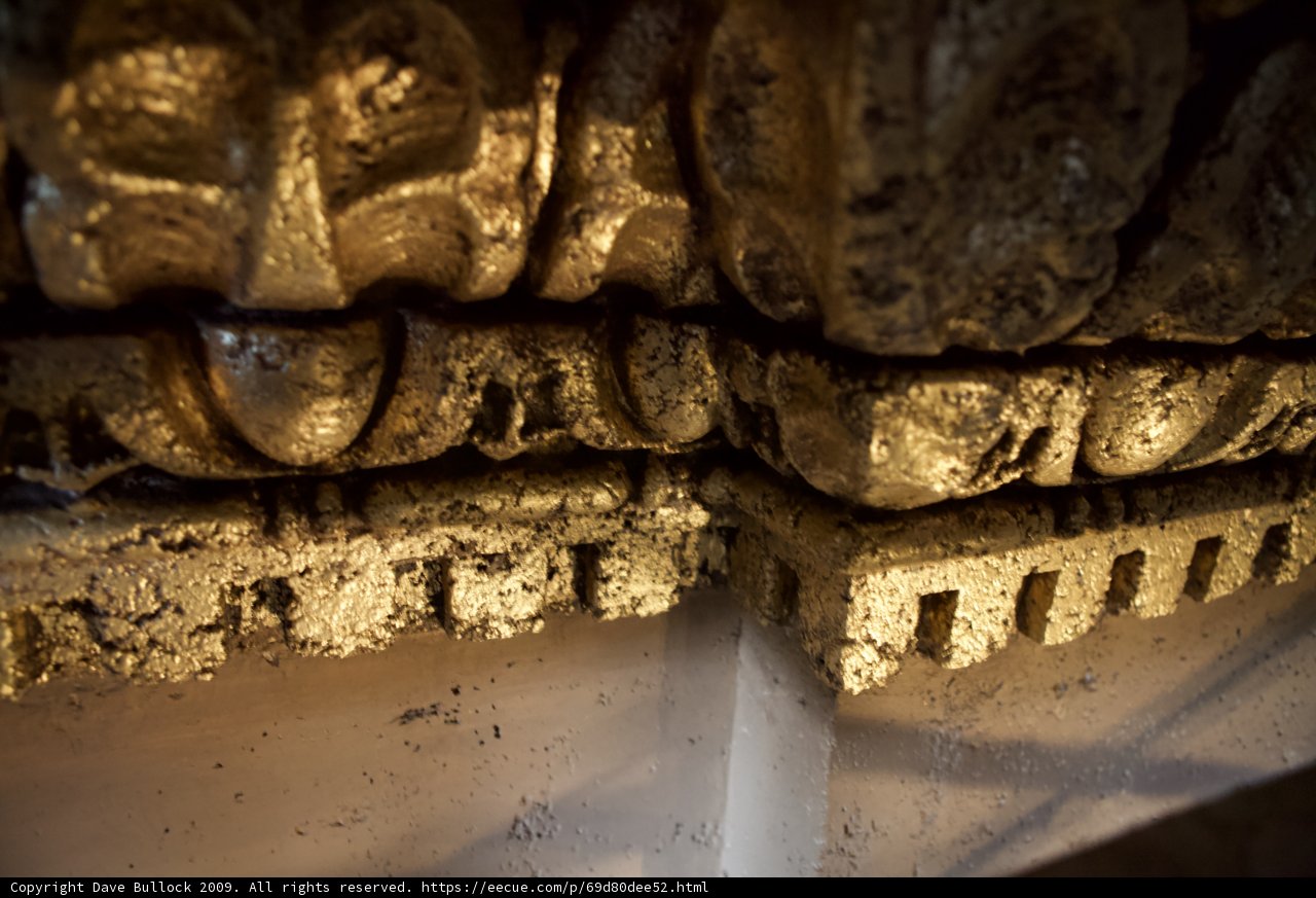 Golden Ornamentation in Temple Ceiling