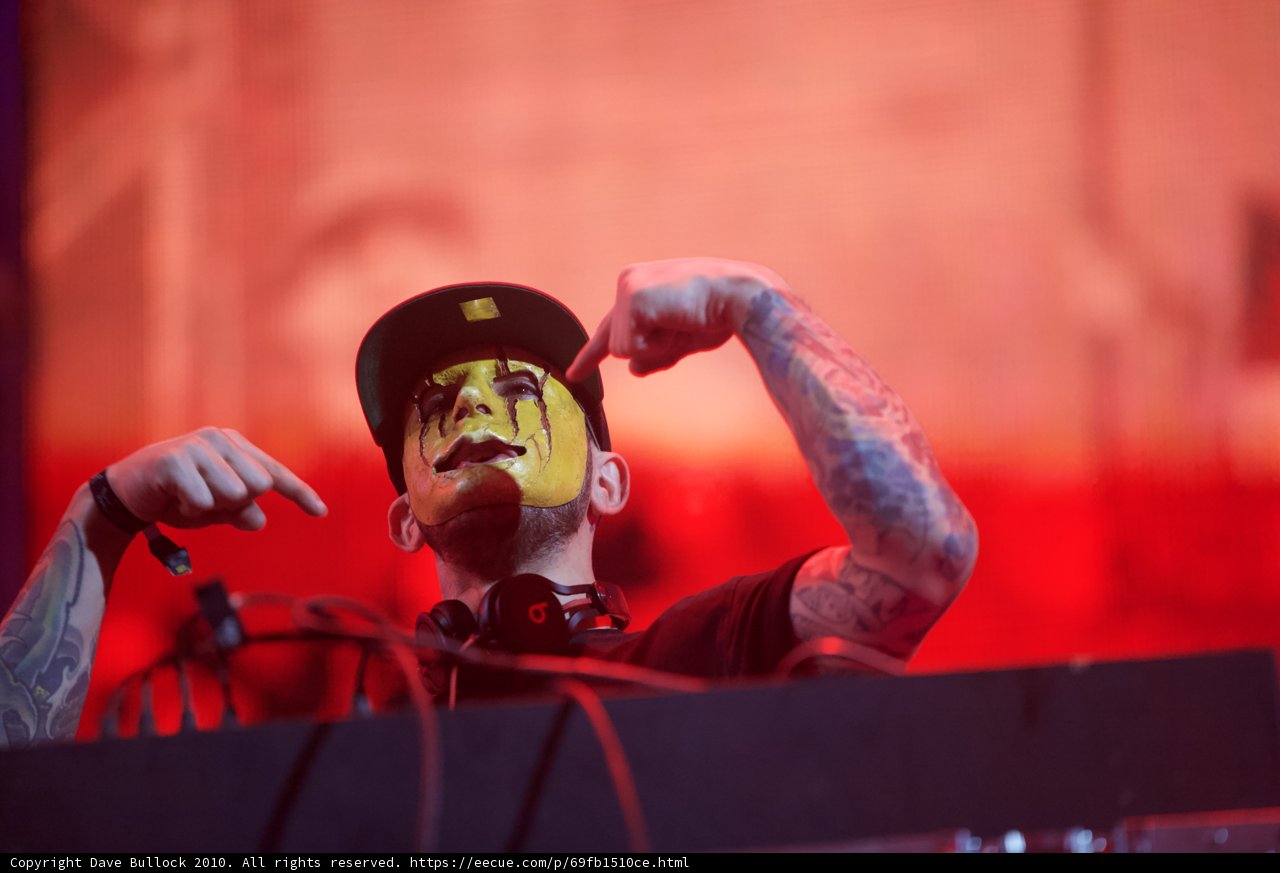 Masked Man and DJ with Hands Up at Coachella