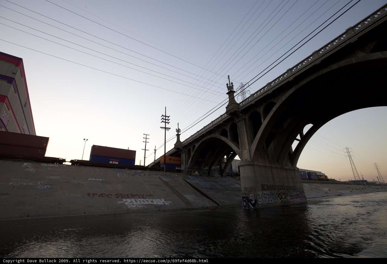 Overpass arch bridge over LA River
