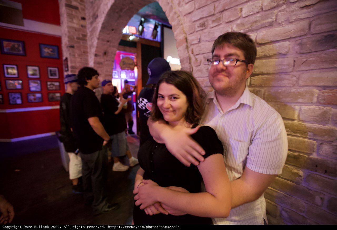 Couple Embracing at Austin Music Venue Night Out