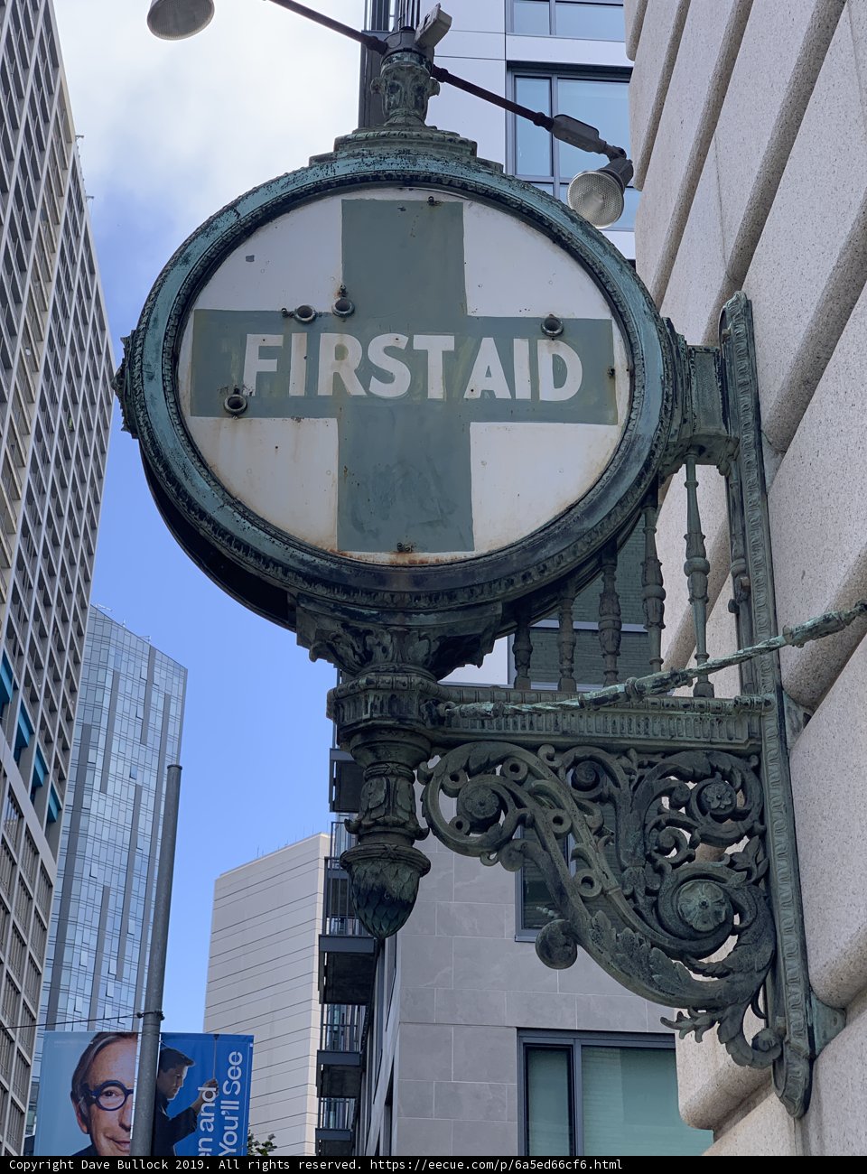 First Aid Sign on San Francisco Office Building