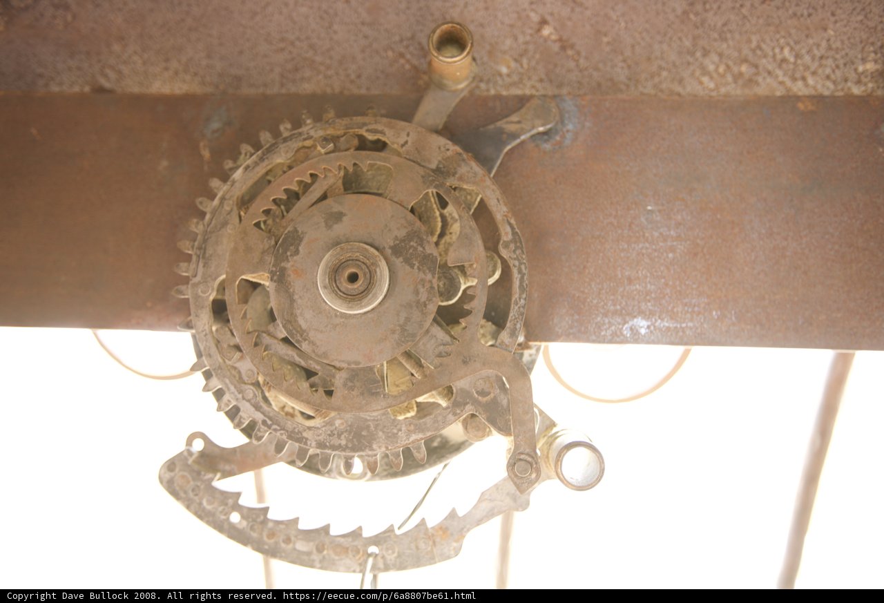 Rusty Gear on Metal Beam
