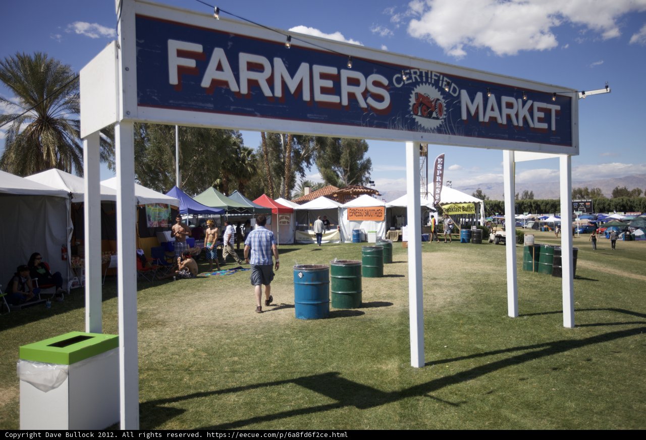 Bustling Farmers Market under a Beautiful Blue Sky