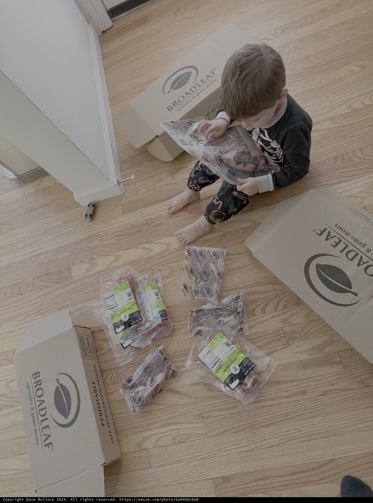 Child Unpacking Broadleaf Food Delivery Box