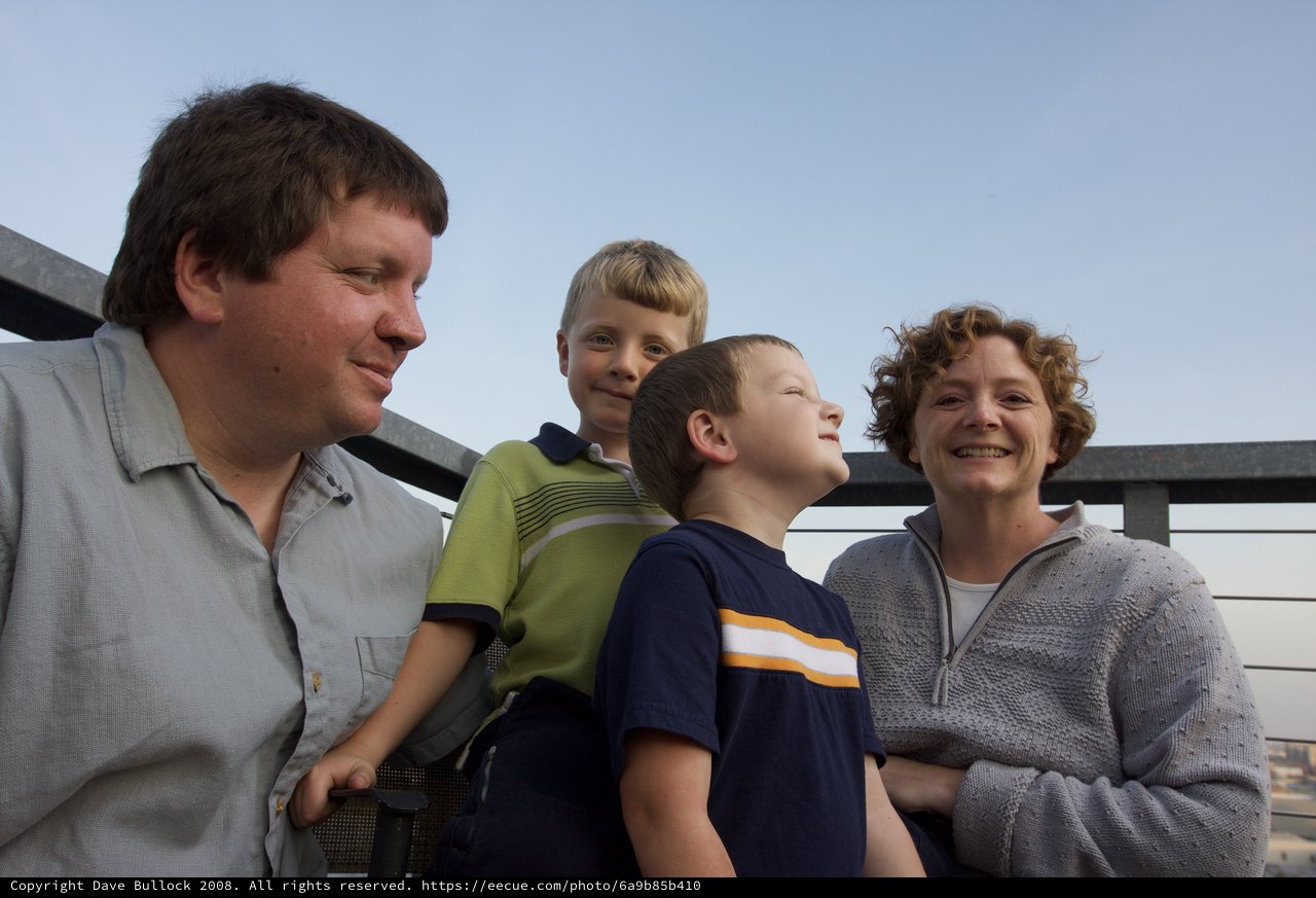 Family Moment on an Elevated Outdoor Observation Deck