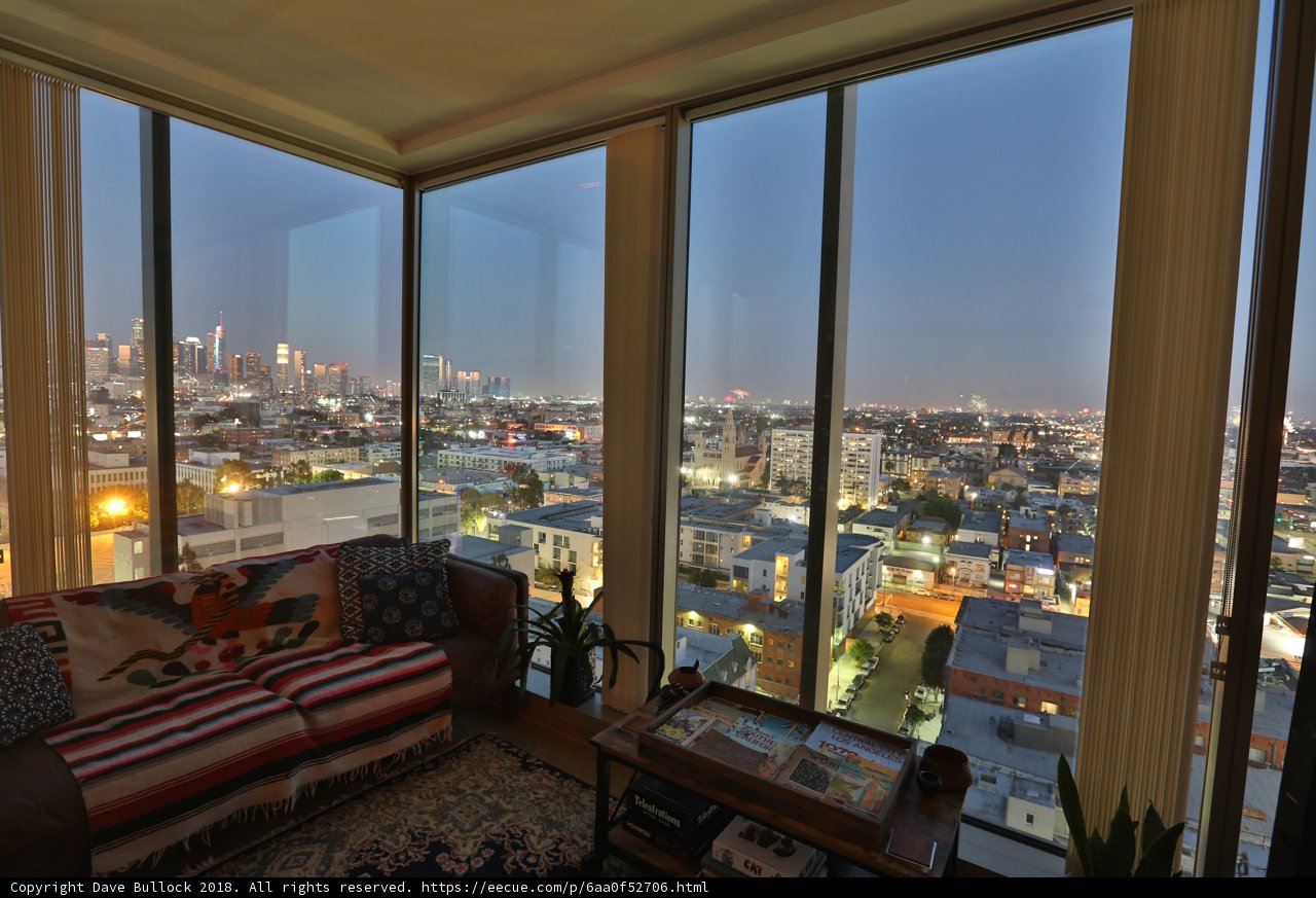 Living Room with a Stunning View of the City Skyline