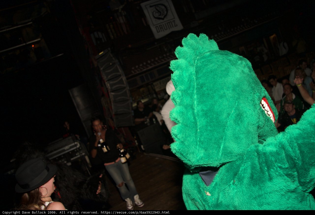 Green Dinosaur Rocks the Concert
