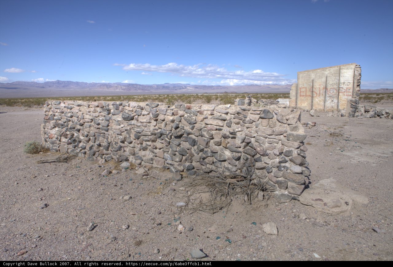 Desert Stone Wall with Mountain View