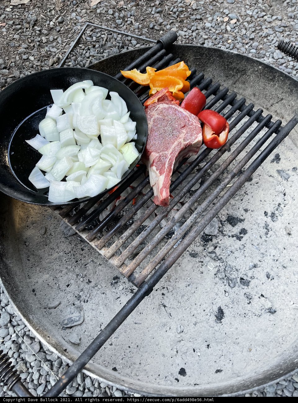 Grilling feast by the rocks