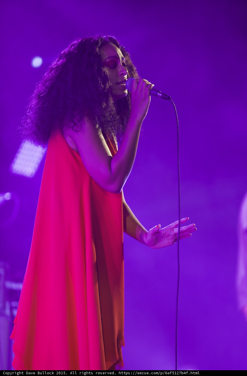 Solange Profile Expressive Hand Extended Red Dress Purple Haze