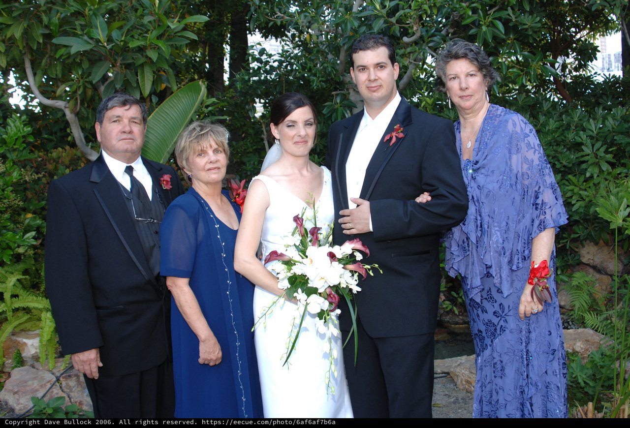 Family Portrait at an Outdoor Garden Wedding Celebration