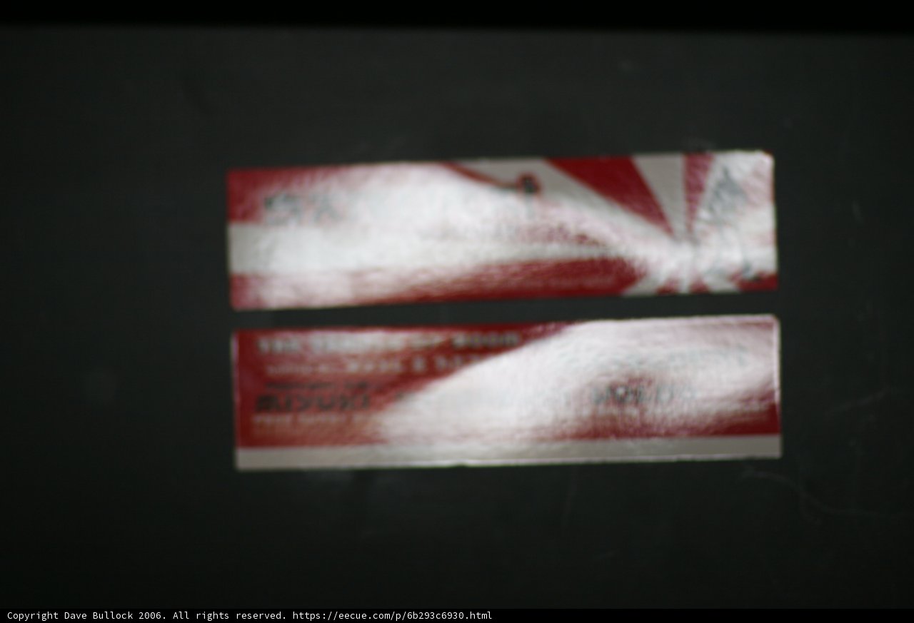 Red and White Stickers on a Black Surface