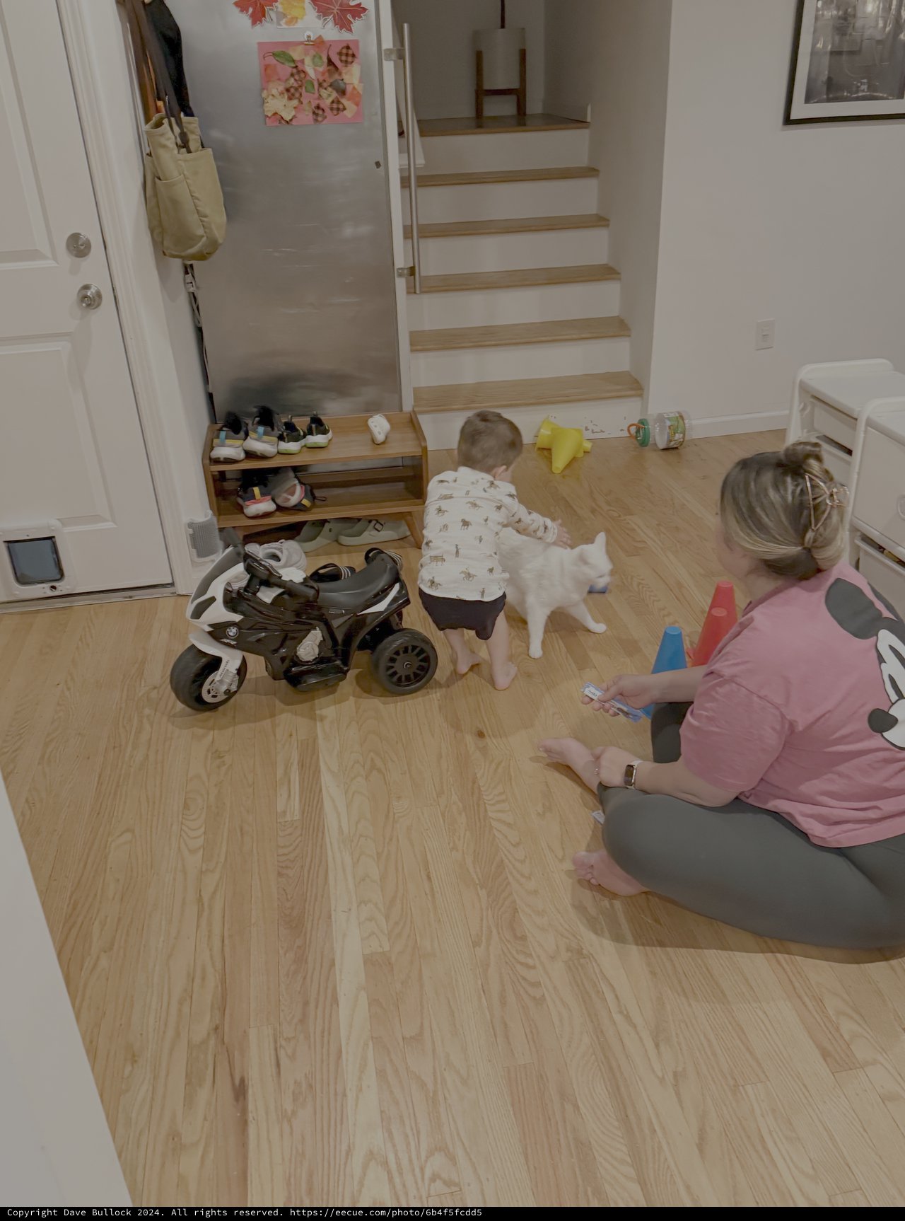 Children Playing in Modern Home Entryway
