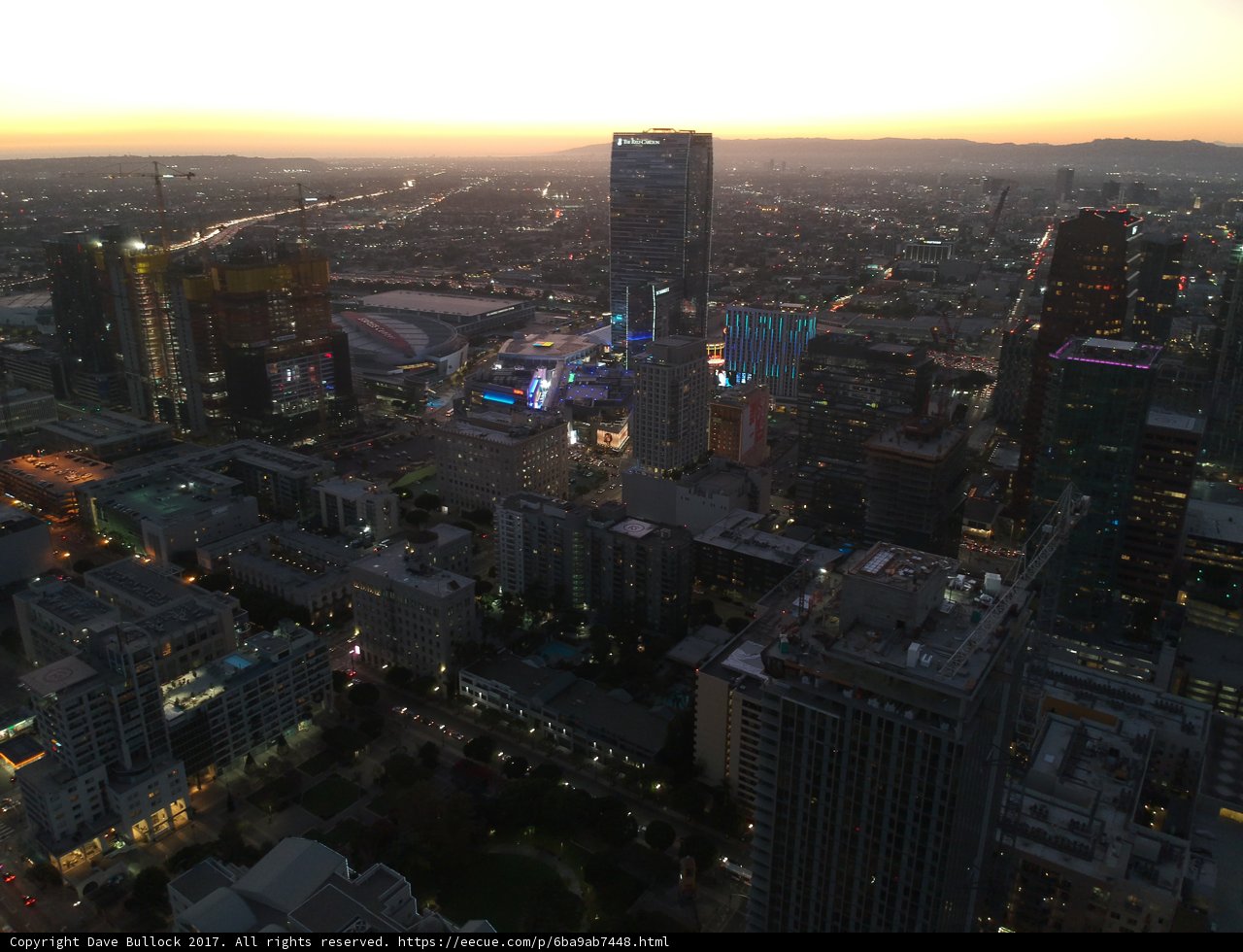 Aerial Cityscape at Sunset