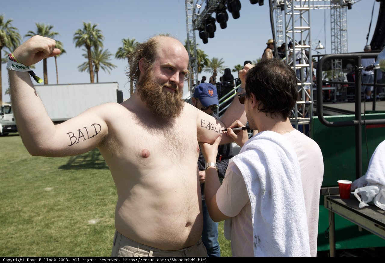 Tim Harrington's Tattooed Chest and Bearded Face at Coachella