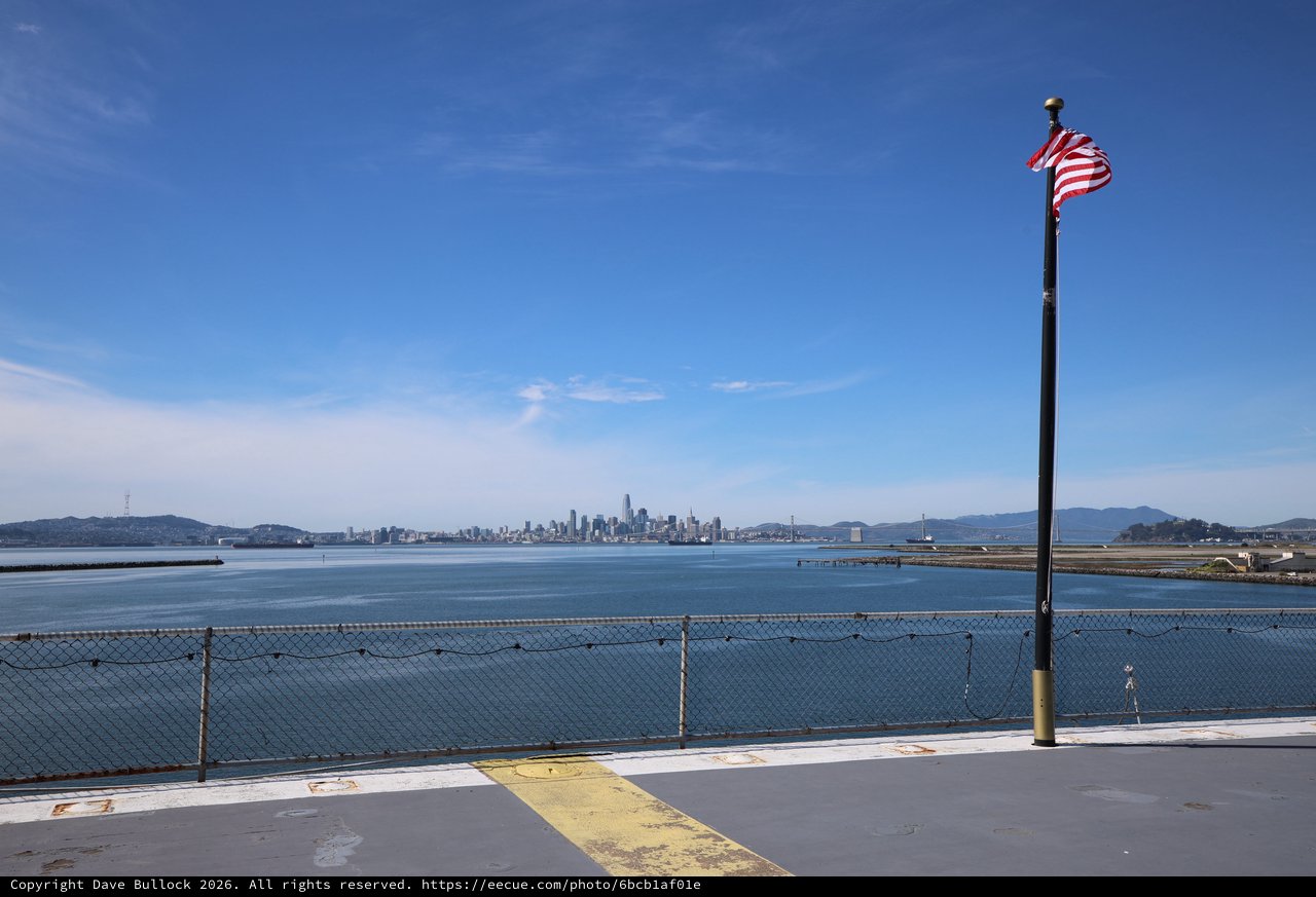 San Francisco Skyline from USS Hornet Flight Deck