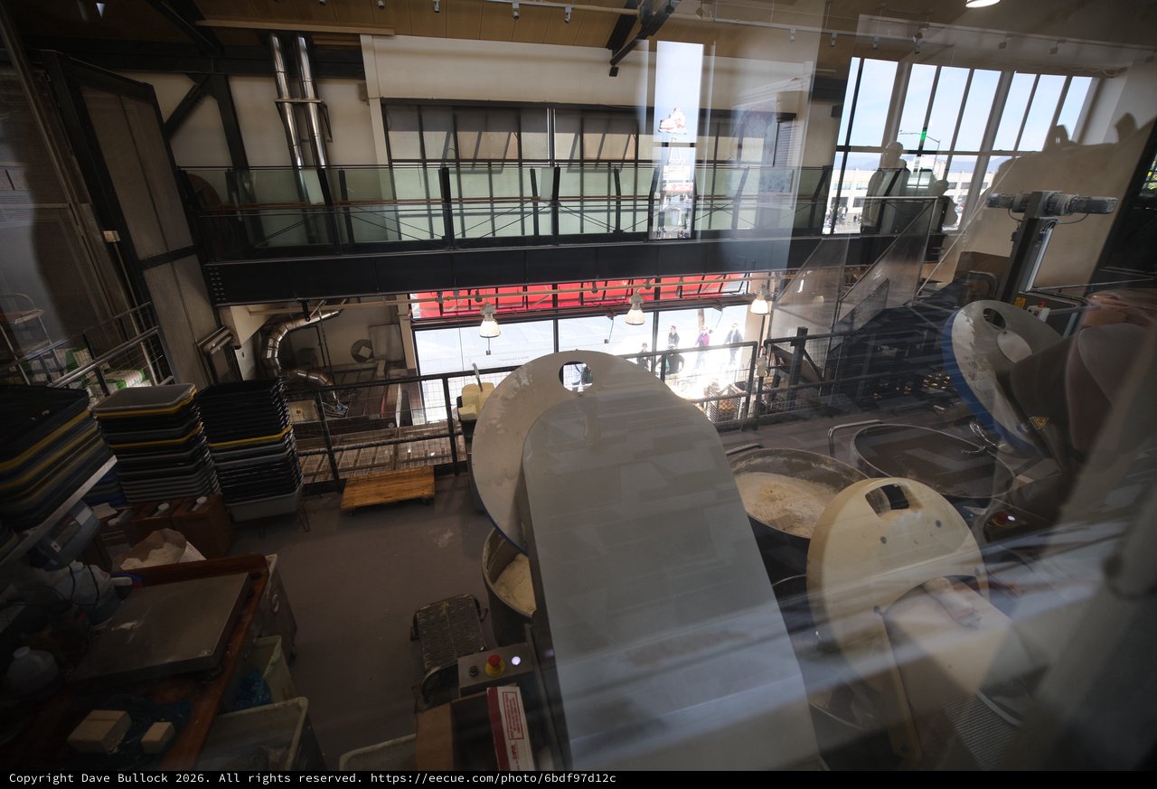 Industrial Brewing Facility Viewed from Mezzanine Level
