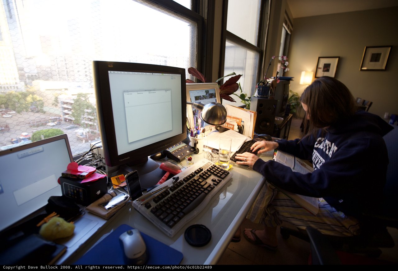 Creative Professional Working at Home Office Desk