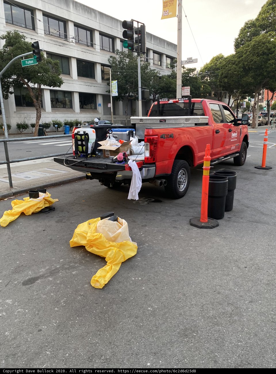 Red Pickup Truck on the Side of the Road
