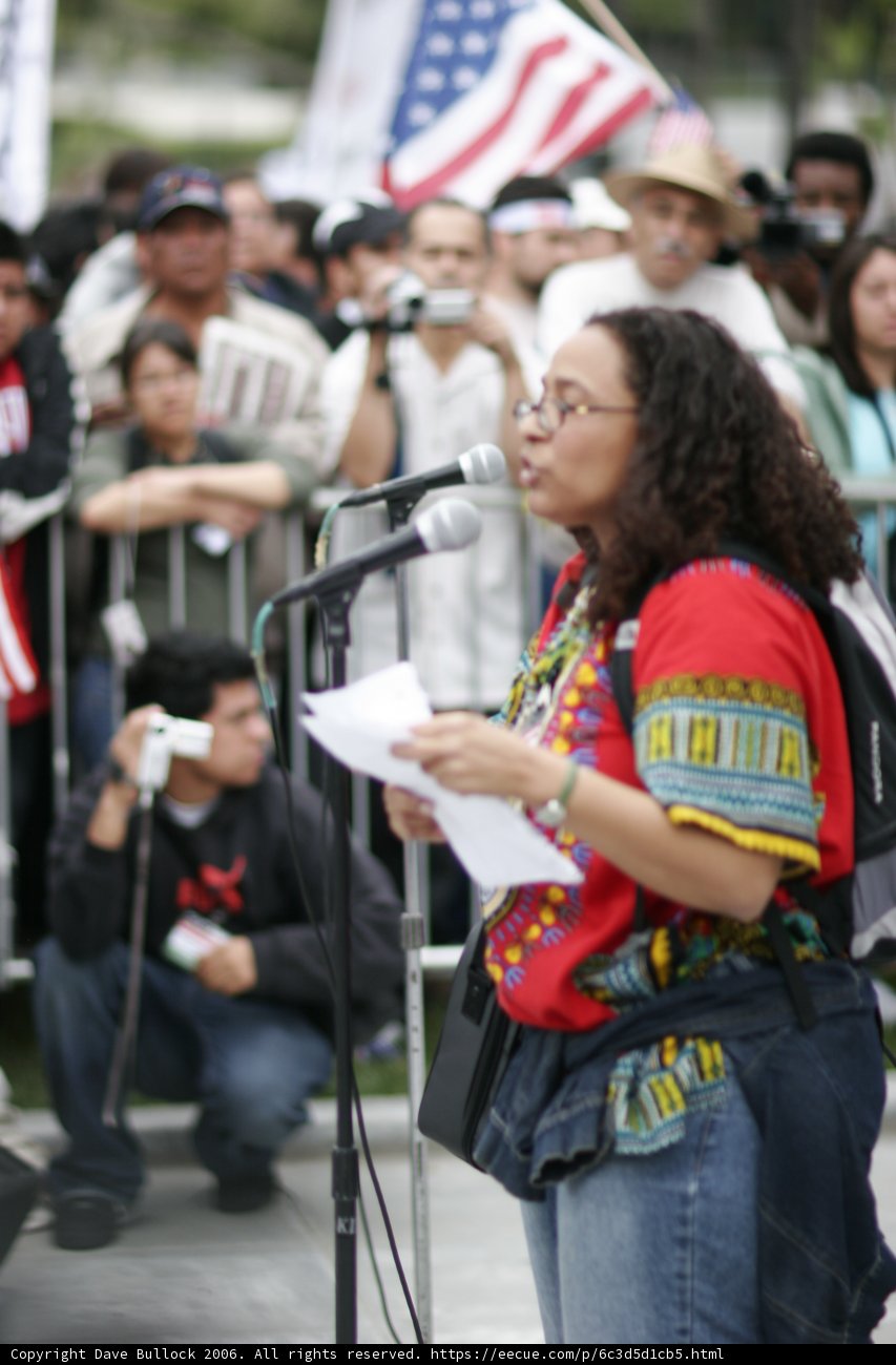 Woman with Microphone at 2006 Student Protest