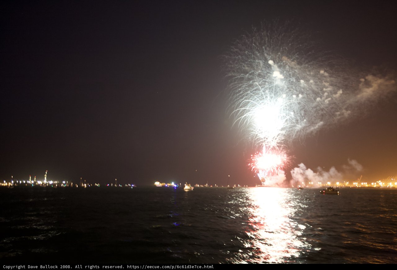 Spectacular Fireworks Display Over Water