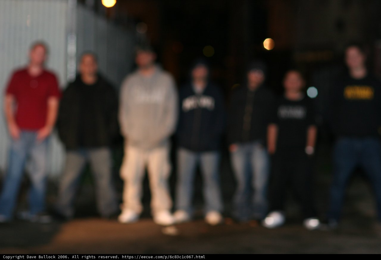 Group of People in Front of Urban Building at Night