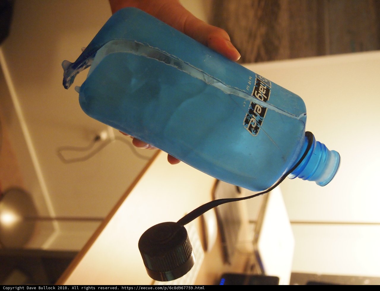 Blue Water Bottle in Hand