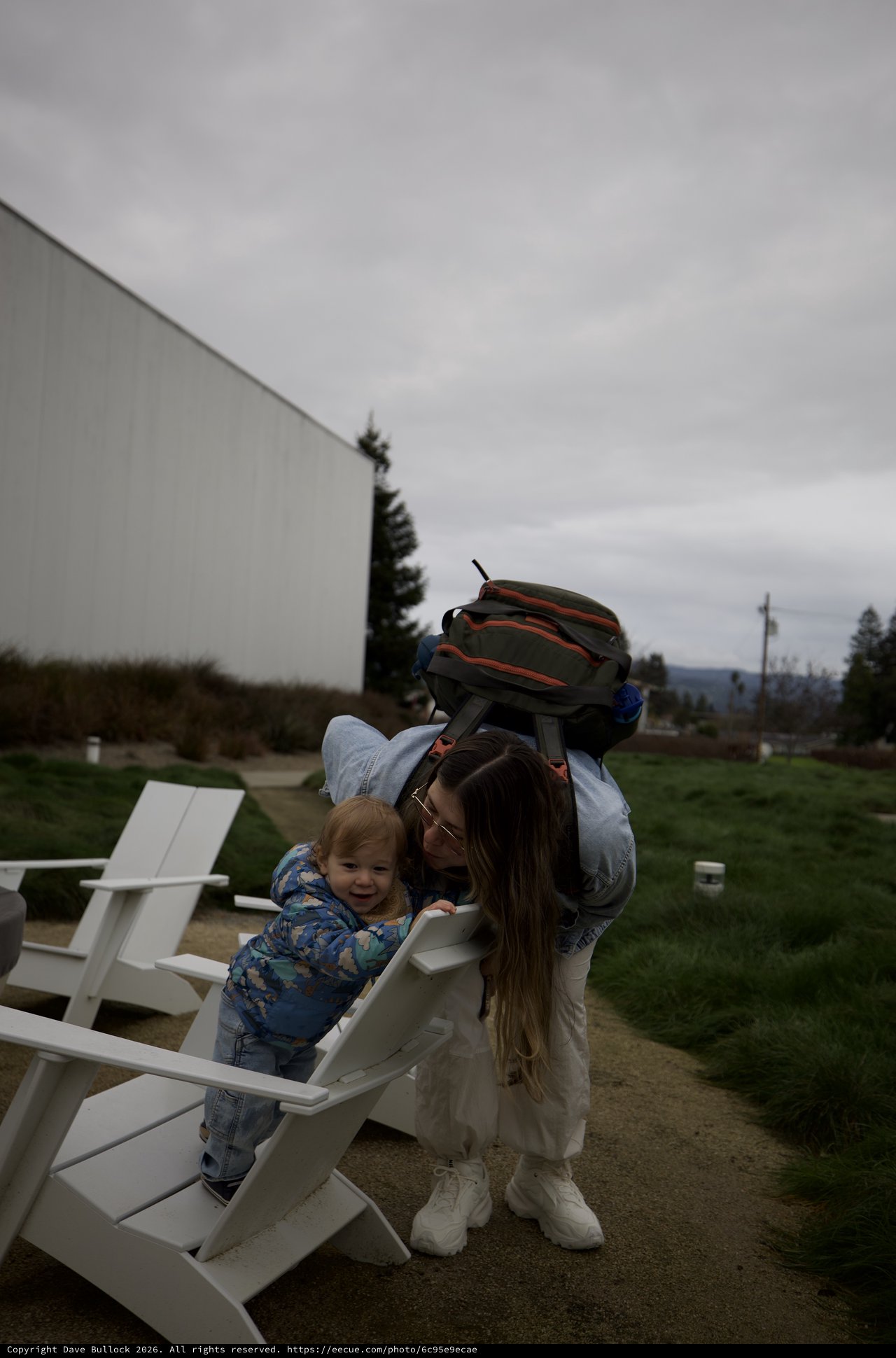 Mother and Child Moment at Outdoor Dining Area