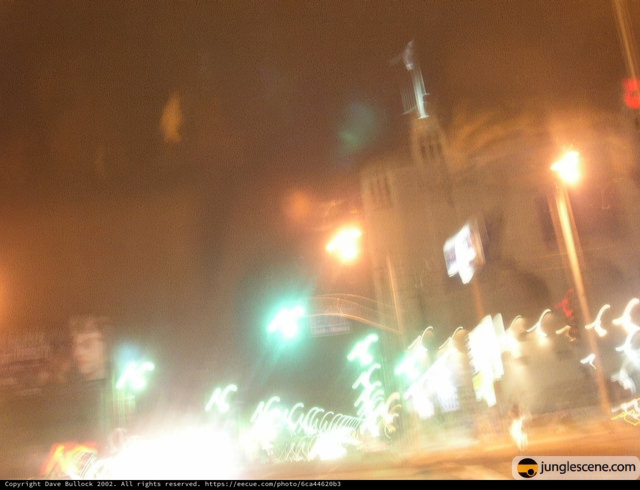 Blurred Church on a Fiery Night