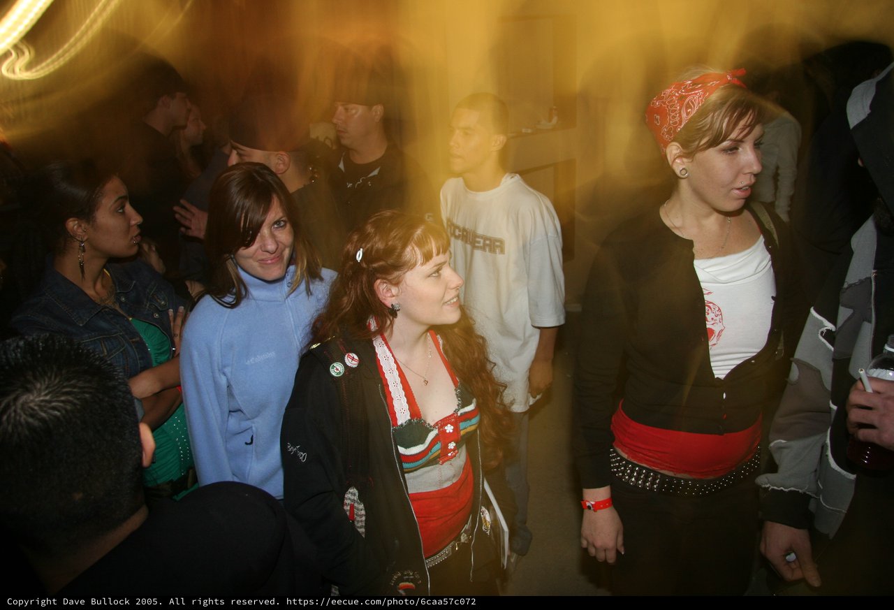 Young Crowd at a Nighttime Underground Party 2005