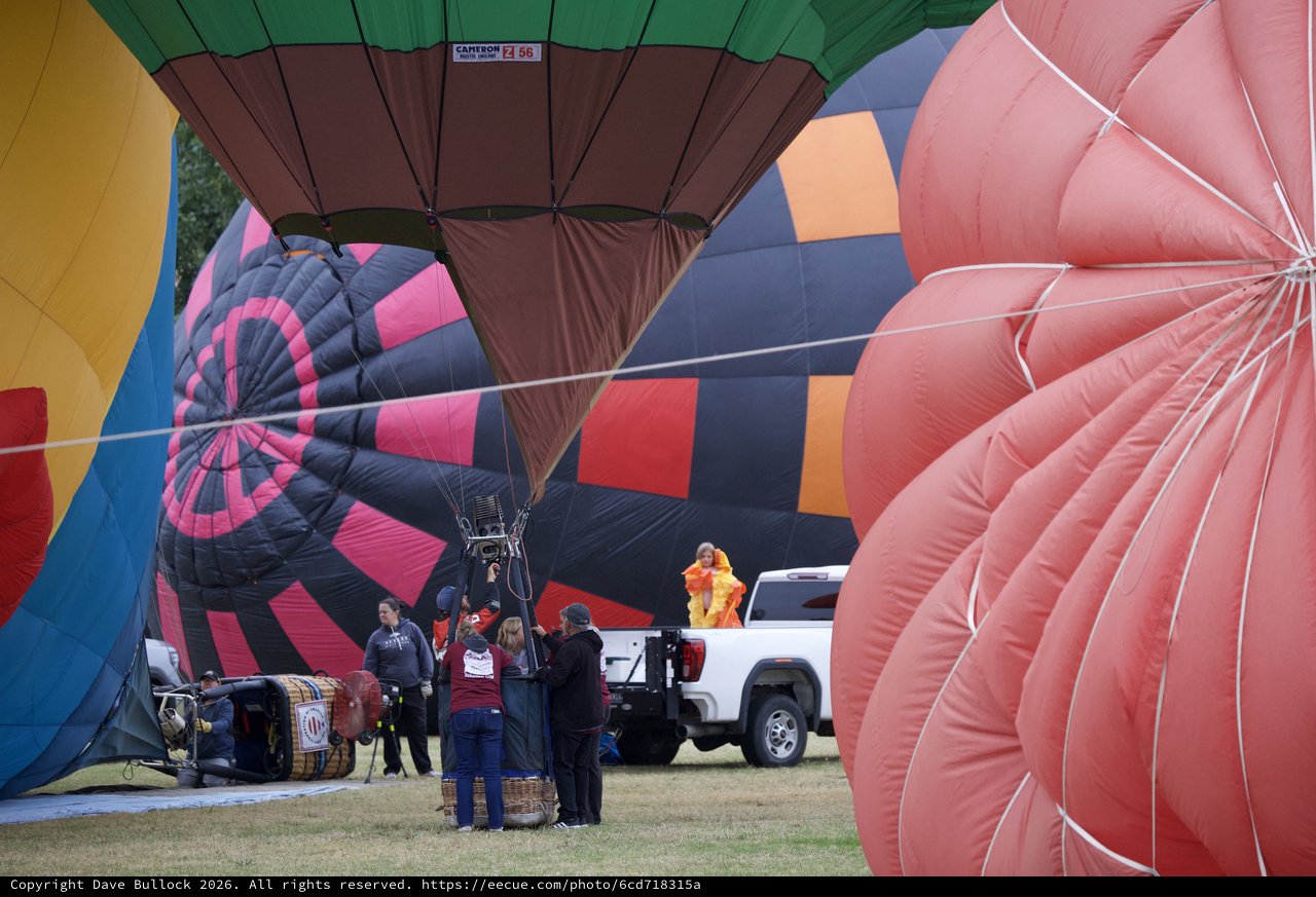 Ground Crew Prepares Hot Air Balloons for Launch