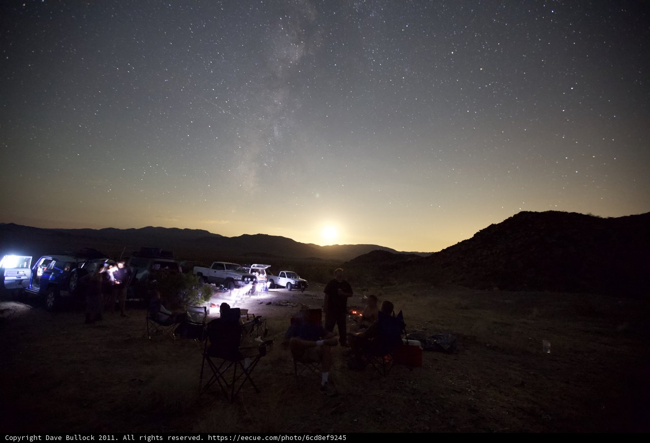 Nighttime Gathering Around Campfire