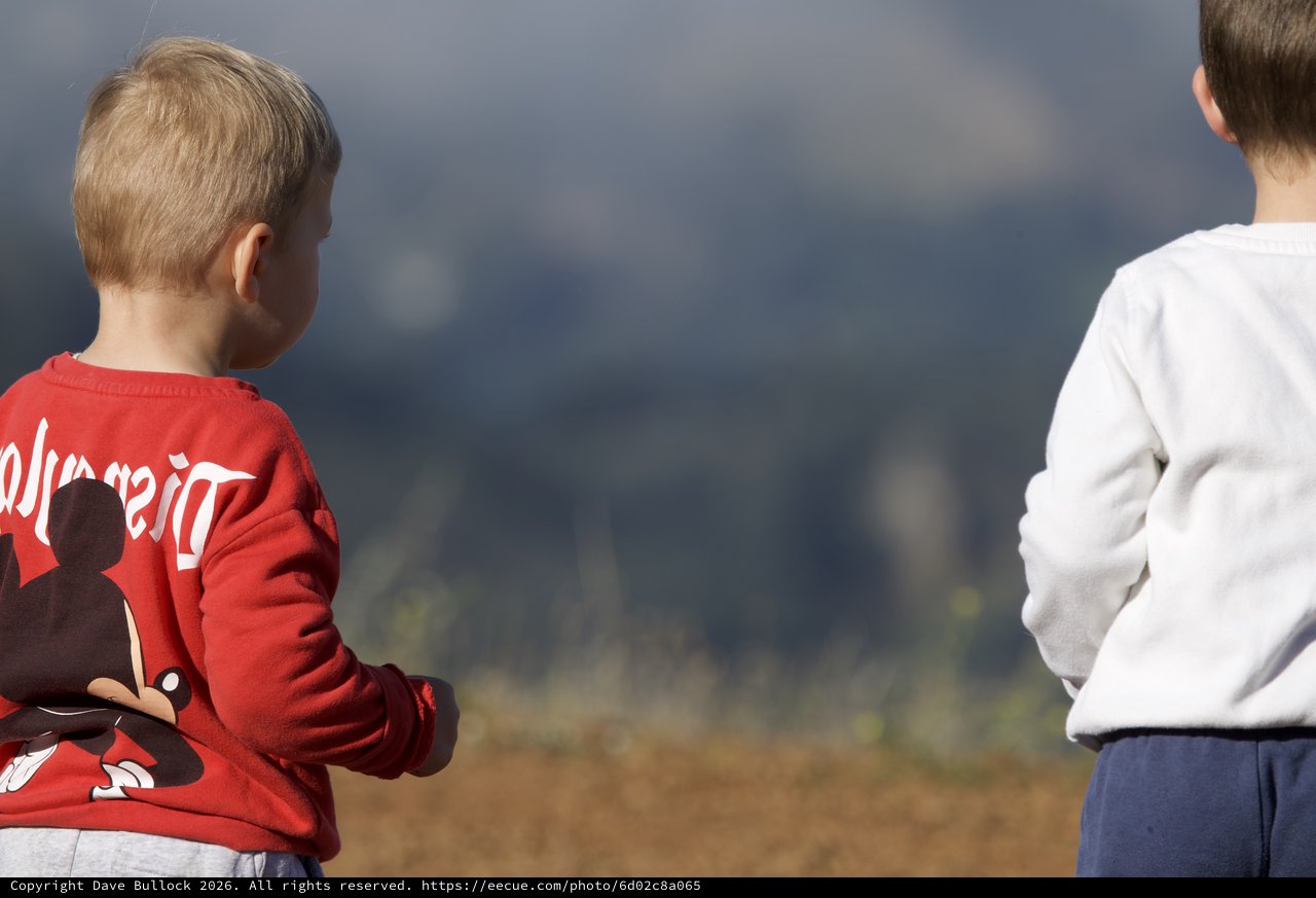 Two Young Boys Gazing Across Mount Diablo Valley