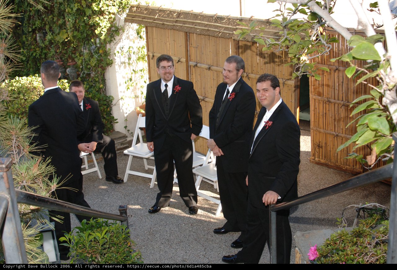 Groomsmen Await the Ceremony at Outdoor Wedding
