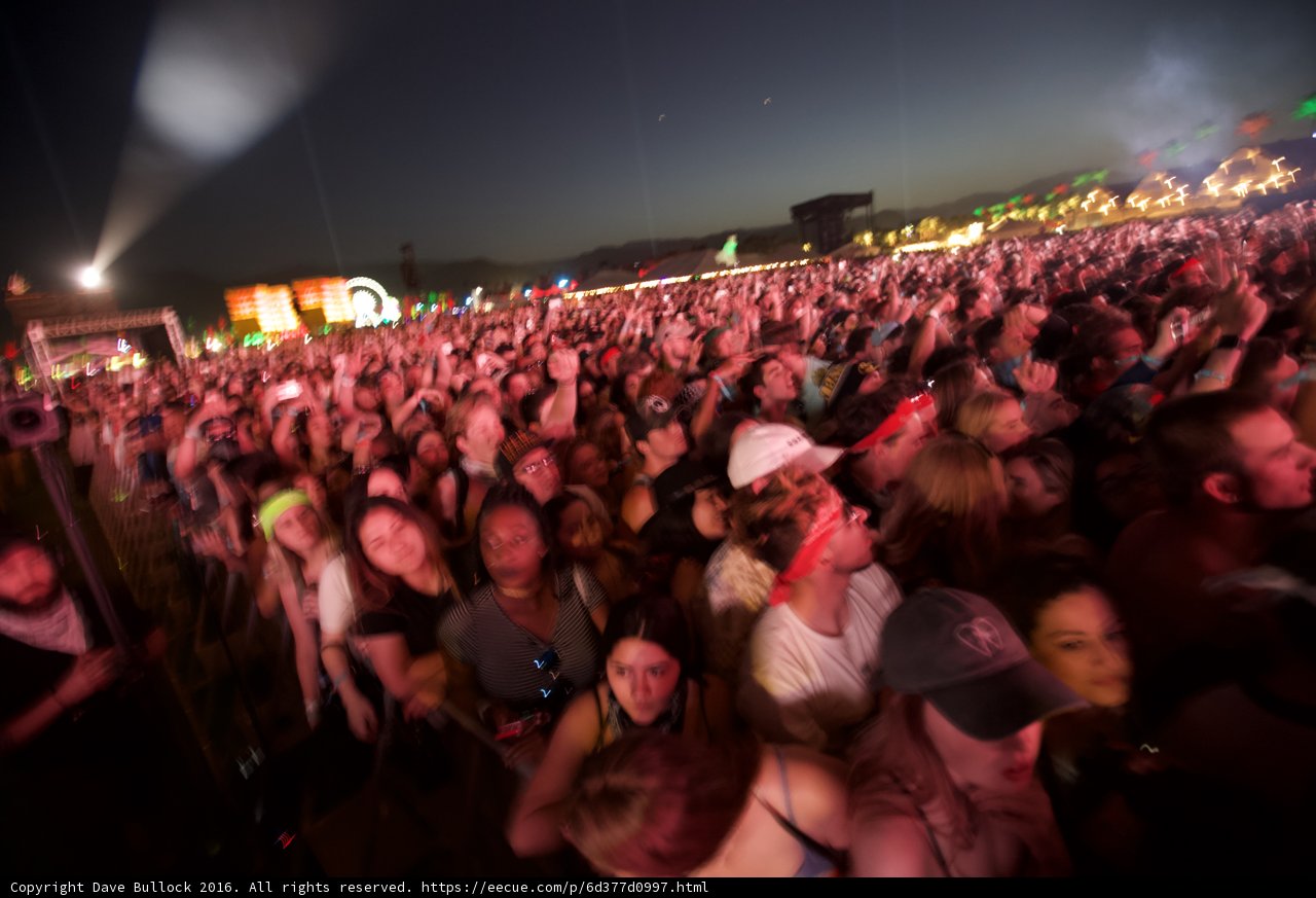 Nighttime Crowd at Coachella Music Festival